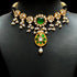 White and green kundan pearl choker in 925 hallmark silver